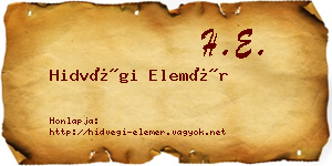 Hidvégi Elemér névjegykártya